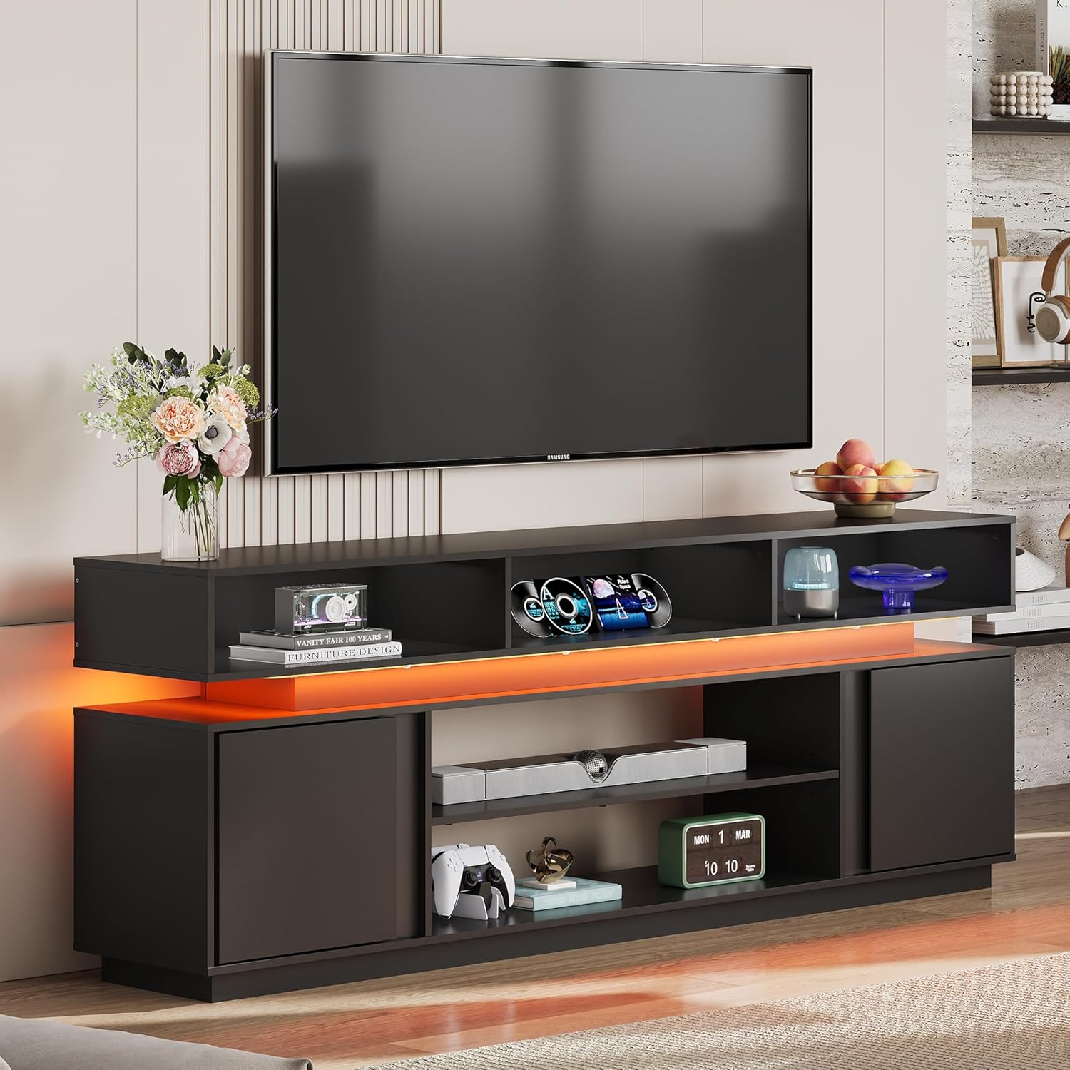Gaming Console Entertainment Center - طاولة تلفزيون عصرية 75 بوصة، مركز