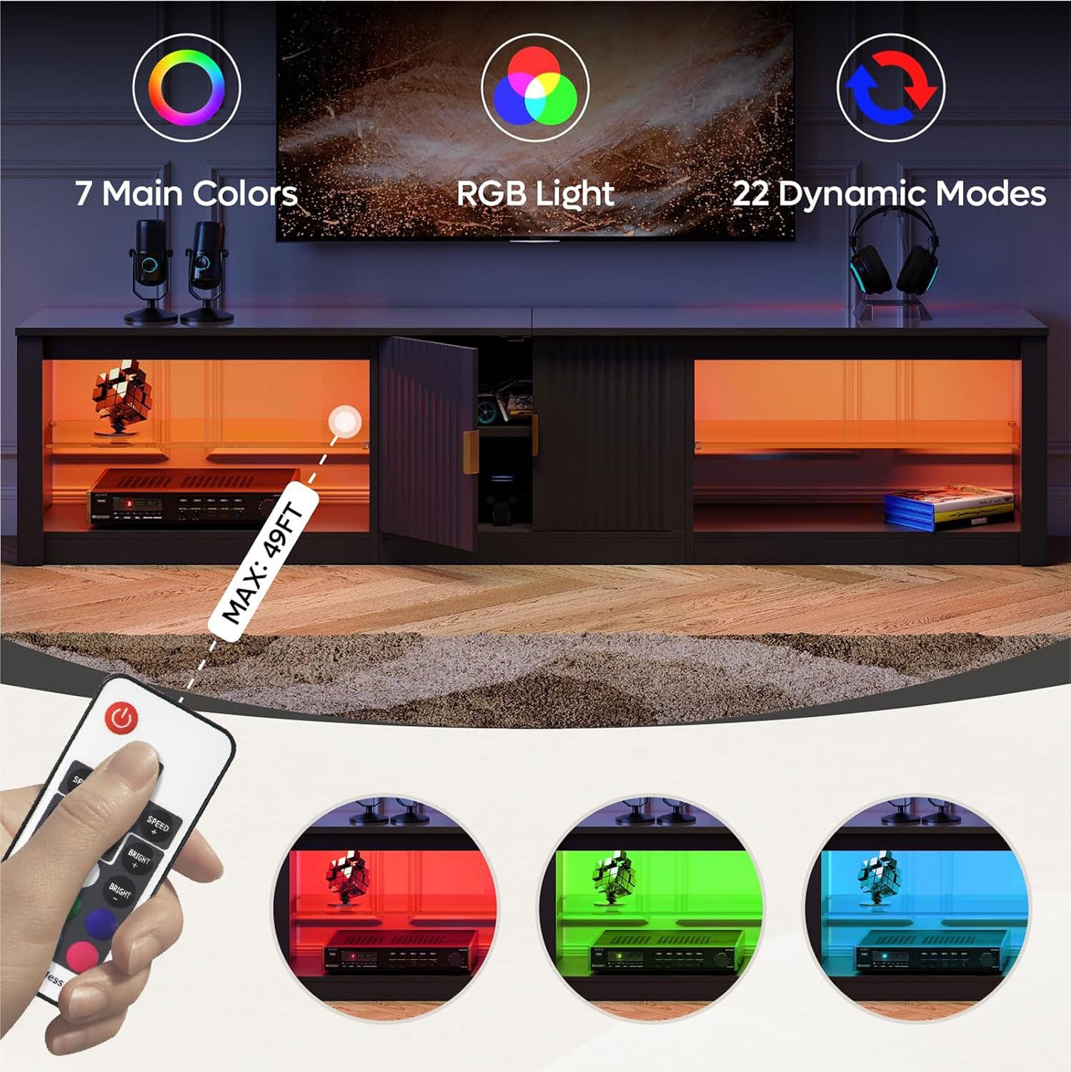 Gaming Console Entertainment Center - حامل تلفزيون 80 بوصة لأجهزة التلفزيون