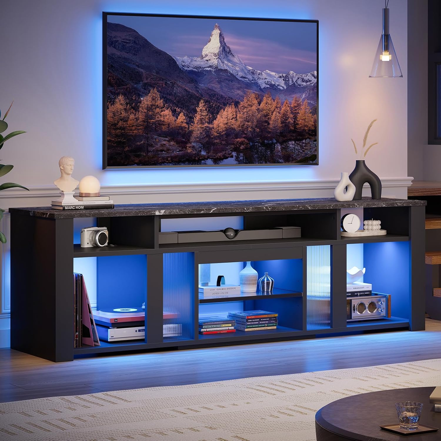 Gaming Console Entertainment Center - حامل تلفزيون 80 بوصة لأجهزة التلفزيون