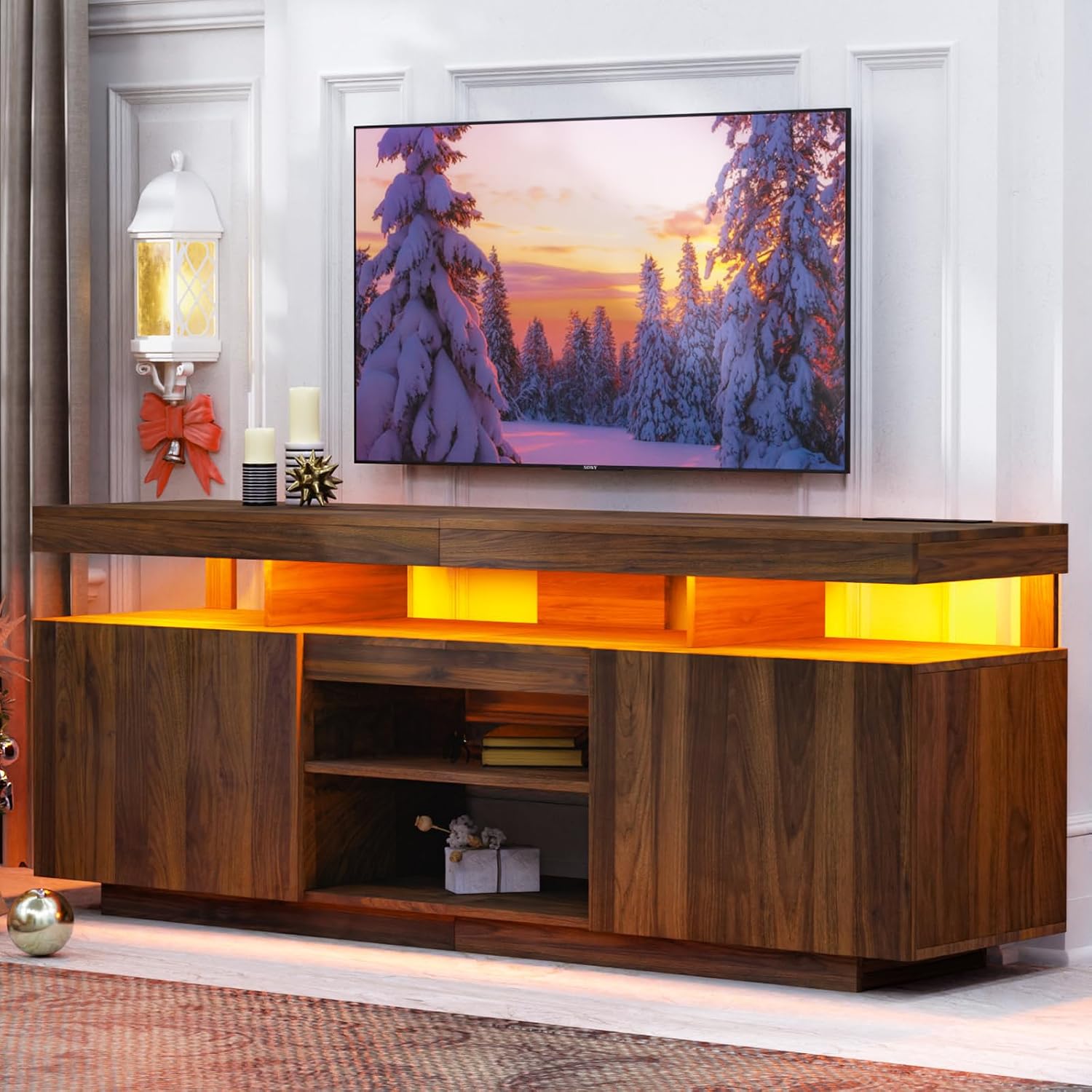 Gaming Console Entertainment Center - حامل تلفزيون LED مع منافذ طاقة