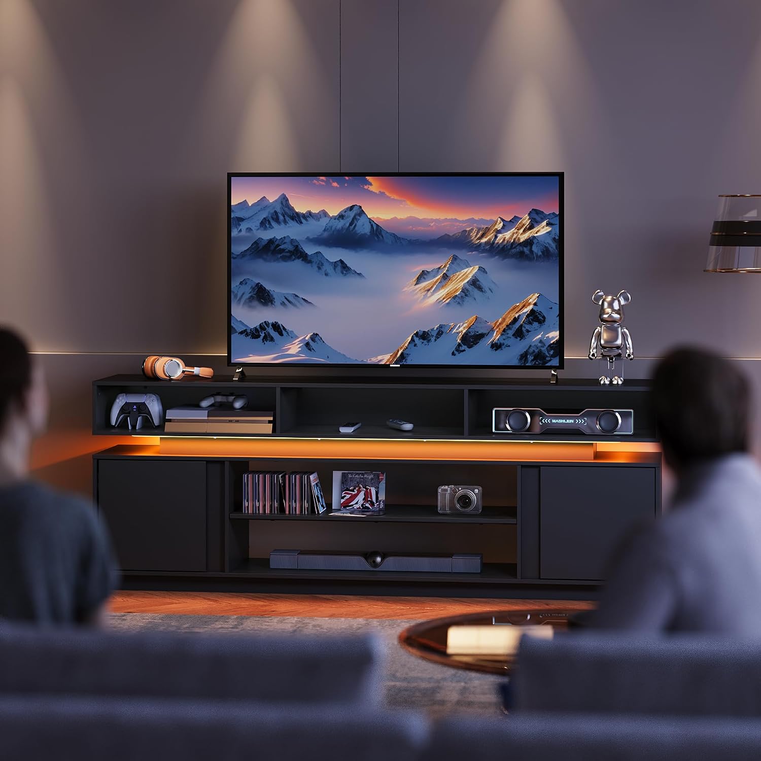 طاولة تلفزيون عصرية 75 بوصة، م - مراجعة Gaming Console Entertainment Center وسعره
