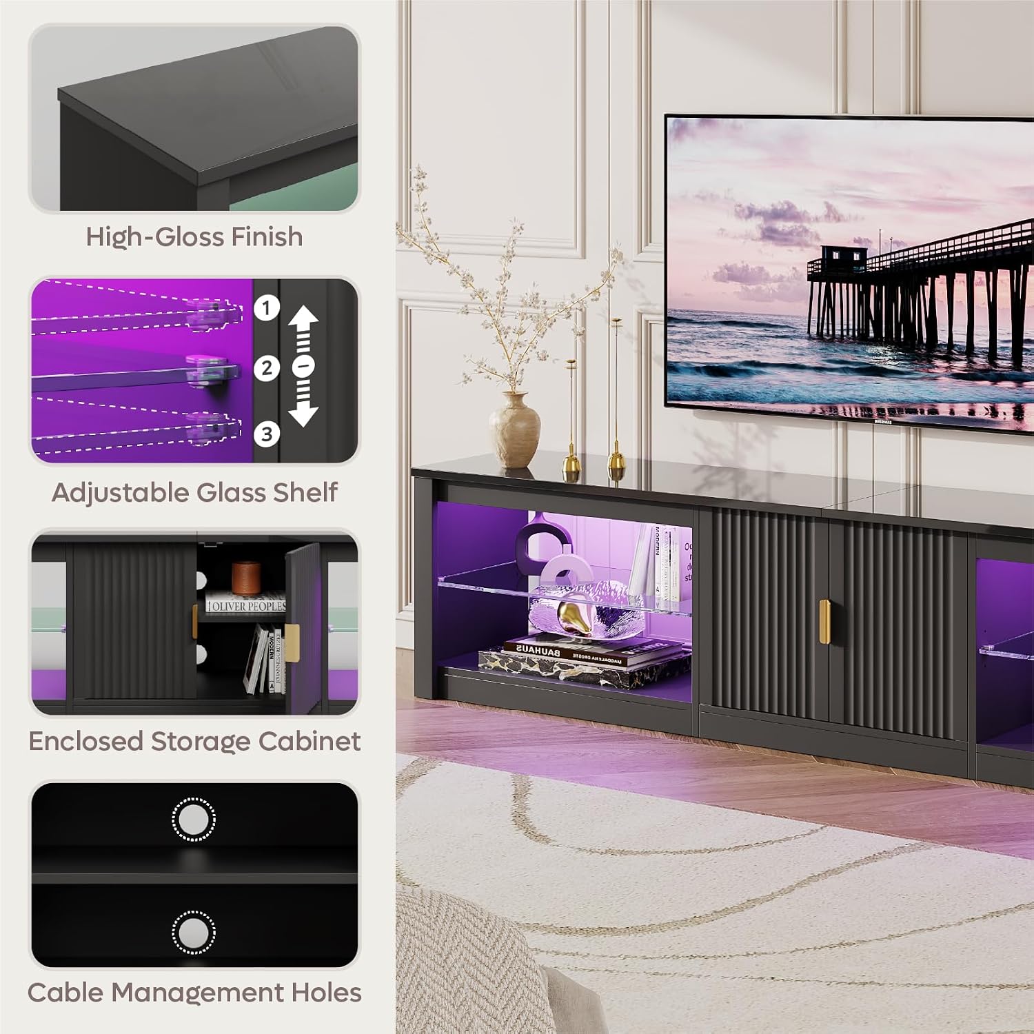 حامل تلفزيون 80 بوصة لأجهزة ال - مراجعة Gaming Console Entertainment Center وسعره