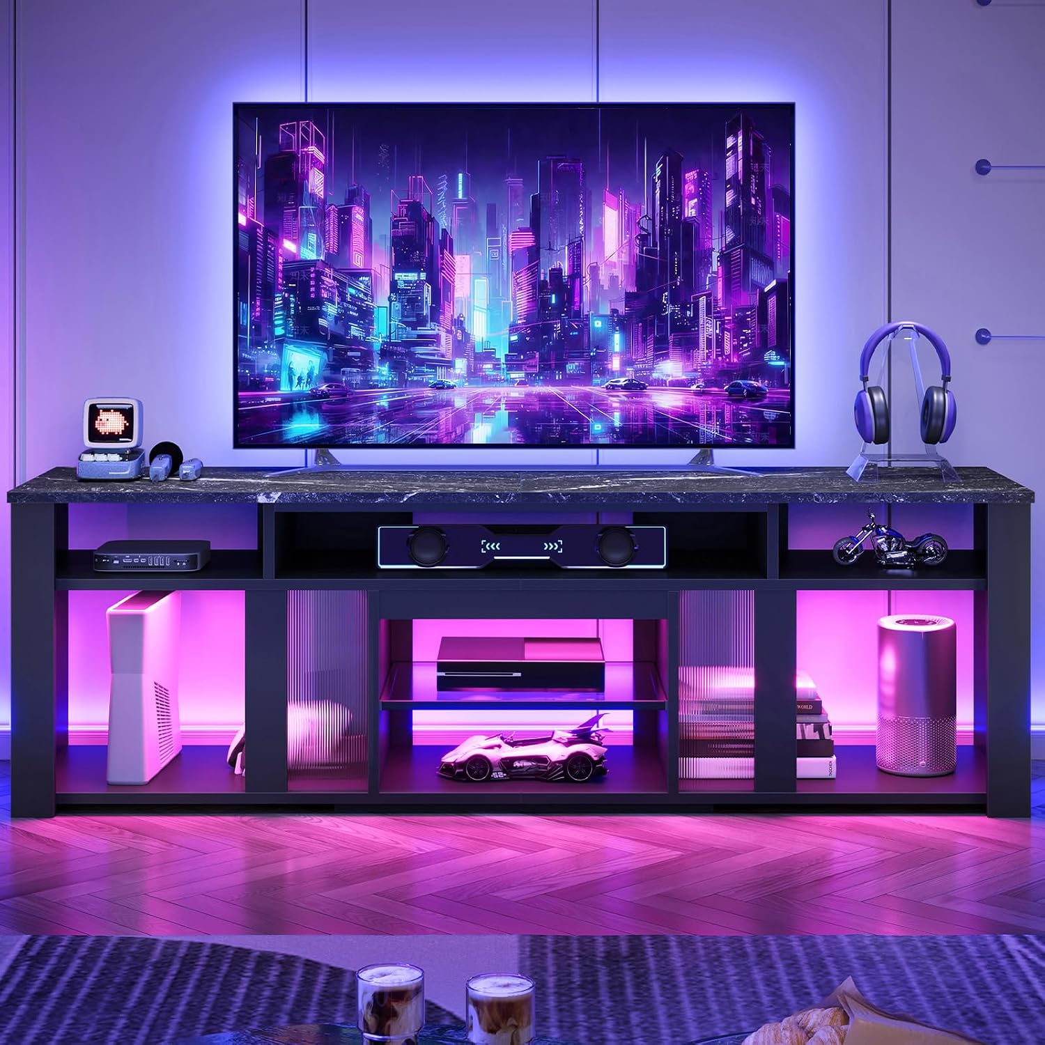 حامل تلفزيون 80 بوصة لأجهزة ال - مراجعة Gaming Console Entertainment Center وسعره