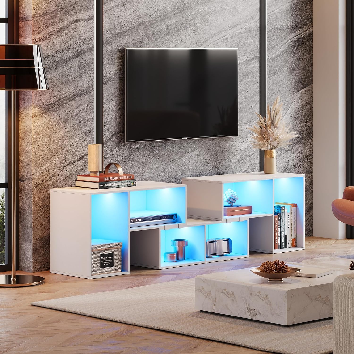 حامل تلفاز قابل للتشكيل مع شري - مراجعة Gaming Console Entertainment Center وسعره