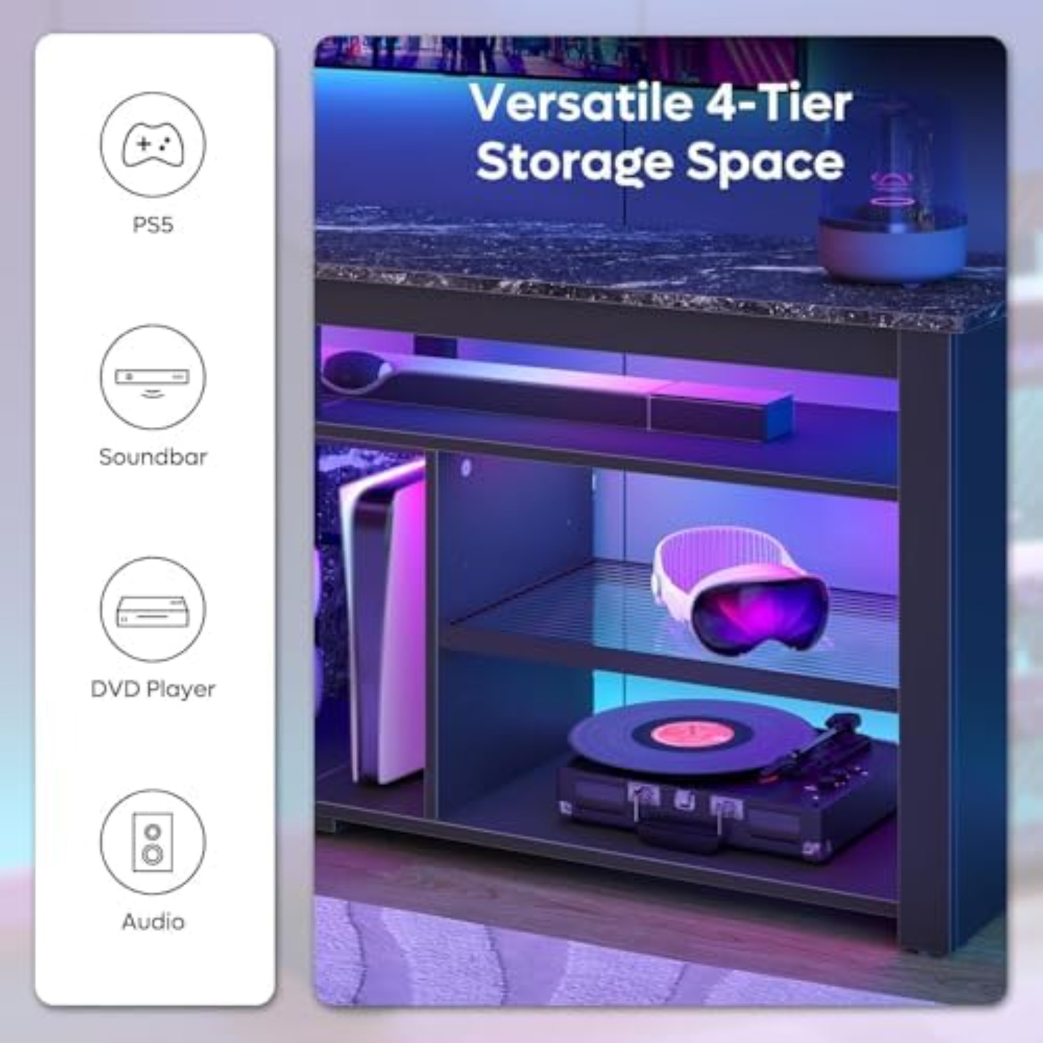 حامل تلفزيون لشاشة 70 بوصة، مر - مراجعة Gaming Console Entertainment Center وسعره