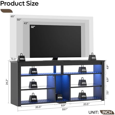 حامل تلفزيون LED طويل، مركز تر - مراجعة Gaming Console Entertainment Center وسعره