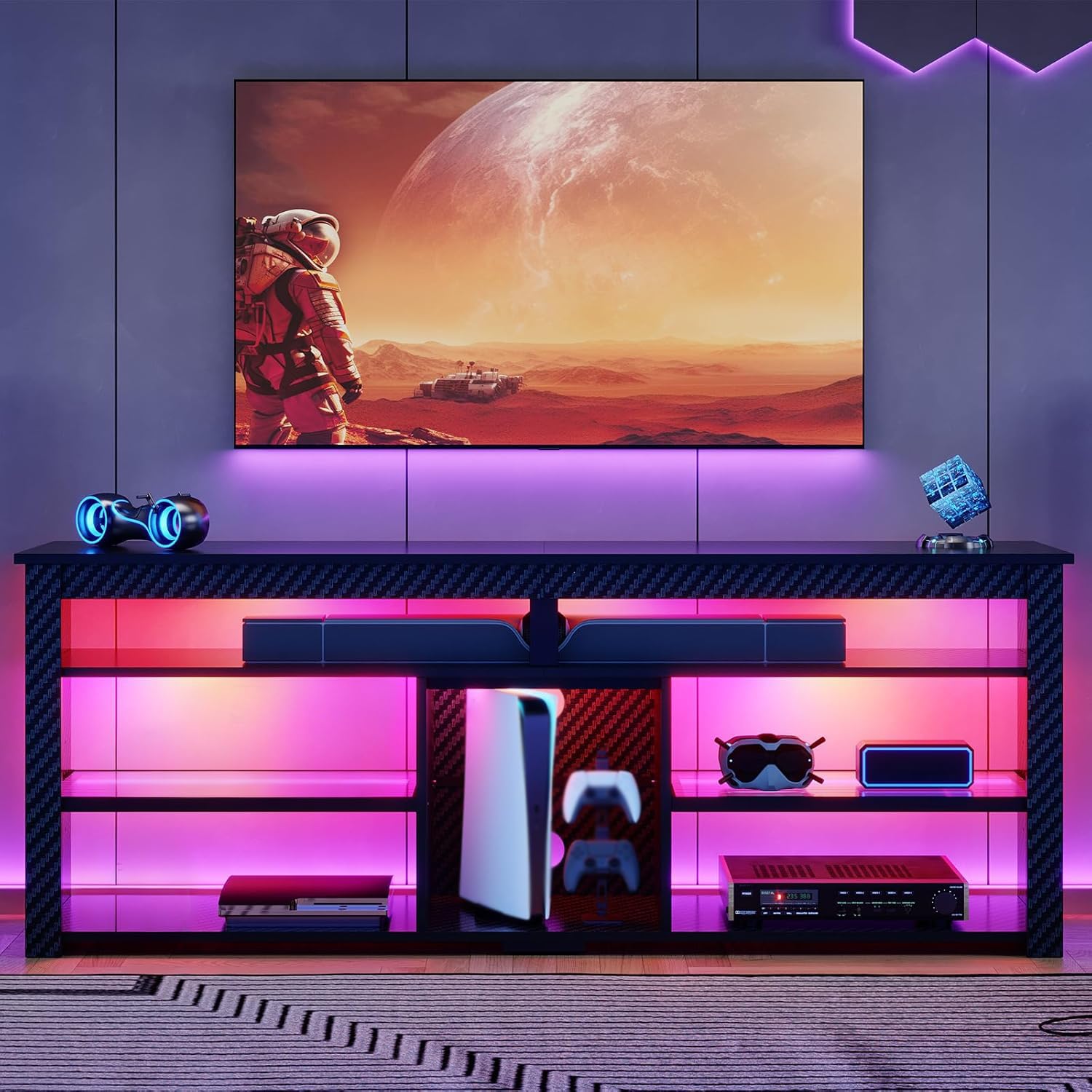 حامل تلفزيون لشاشة 70 بوصة، مر - مراجعة Gaming Console Entertainment Center وسعره