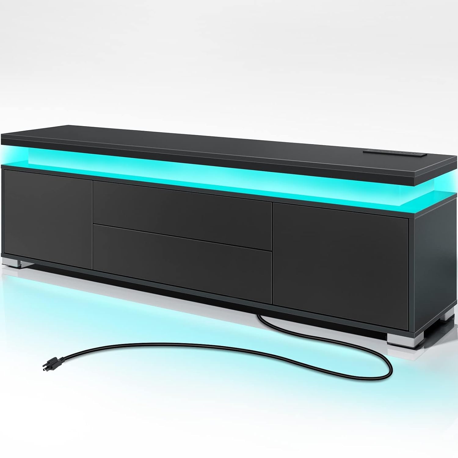 حامل تلفاز مع مقبس طاقة وإضاءة - مراجعة Gaming Console Entertainment Center وسعره