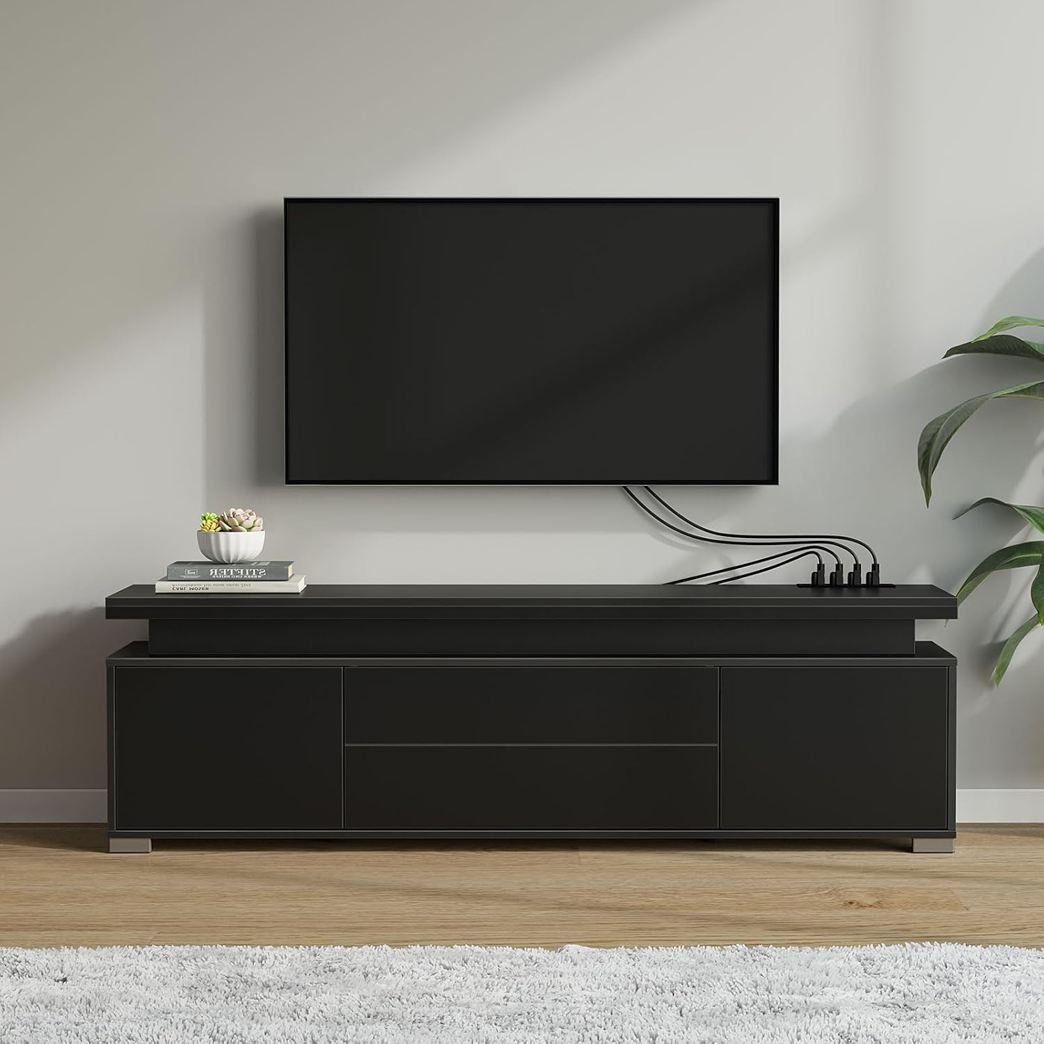 حامل تلفاز مع مقبس طاقة وإضاءة - مراجعة Gaming Console Entertainment Center وسعره