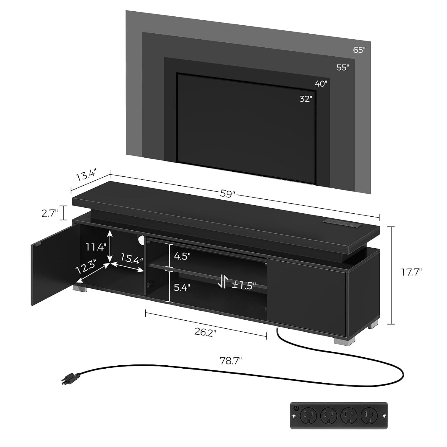 حامل تلفاز مع مقبس طاقة وإضاءة - مراجعة Gaming Console Entertainment Center وسعره
