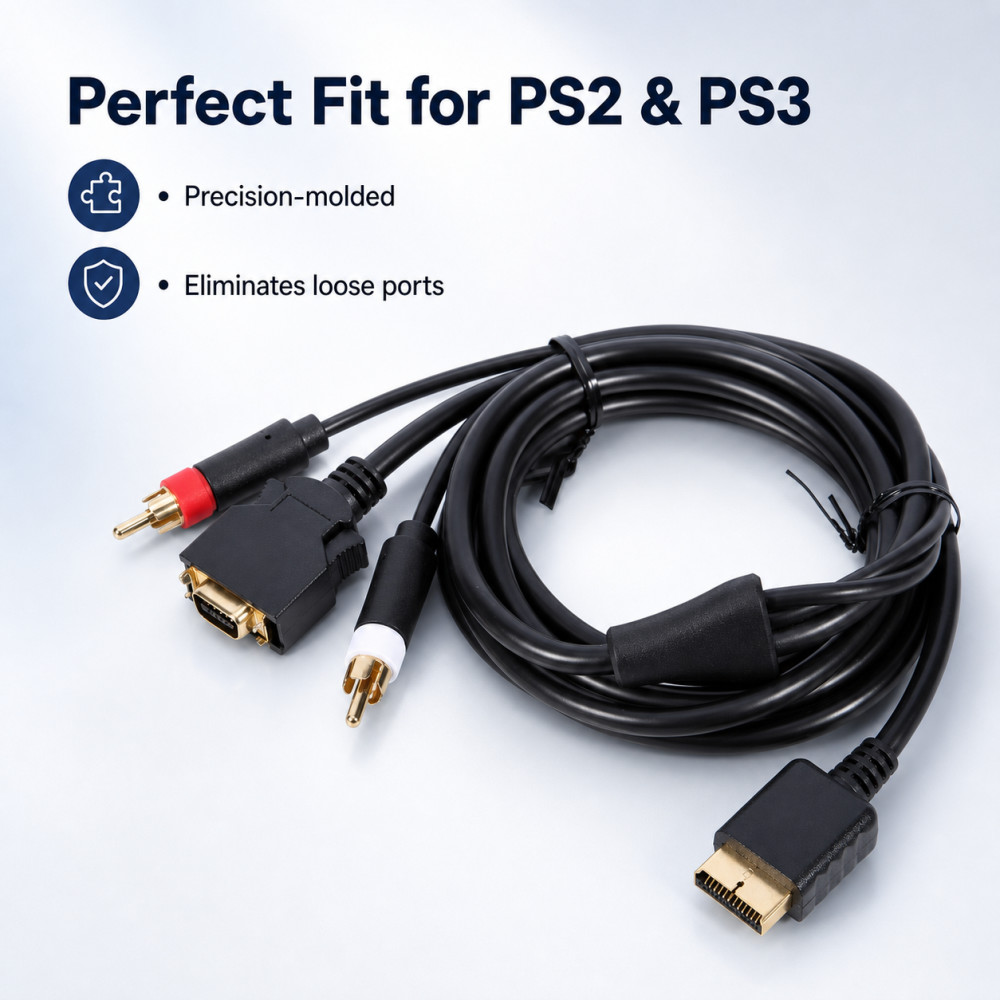 كابل AV مطلي بالذهب لأجهزة PS2 - مراجعة Gaming Console Definition وسعره